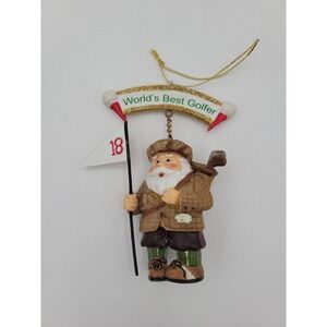 World's Best Golfer Santa Claus Christmas Tree Ornament Fun Golfing Decoration